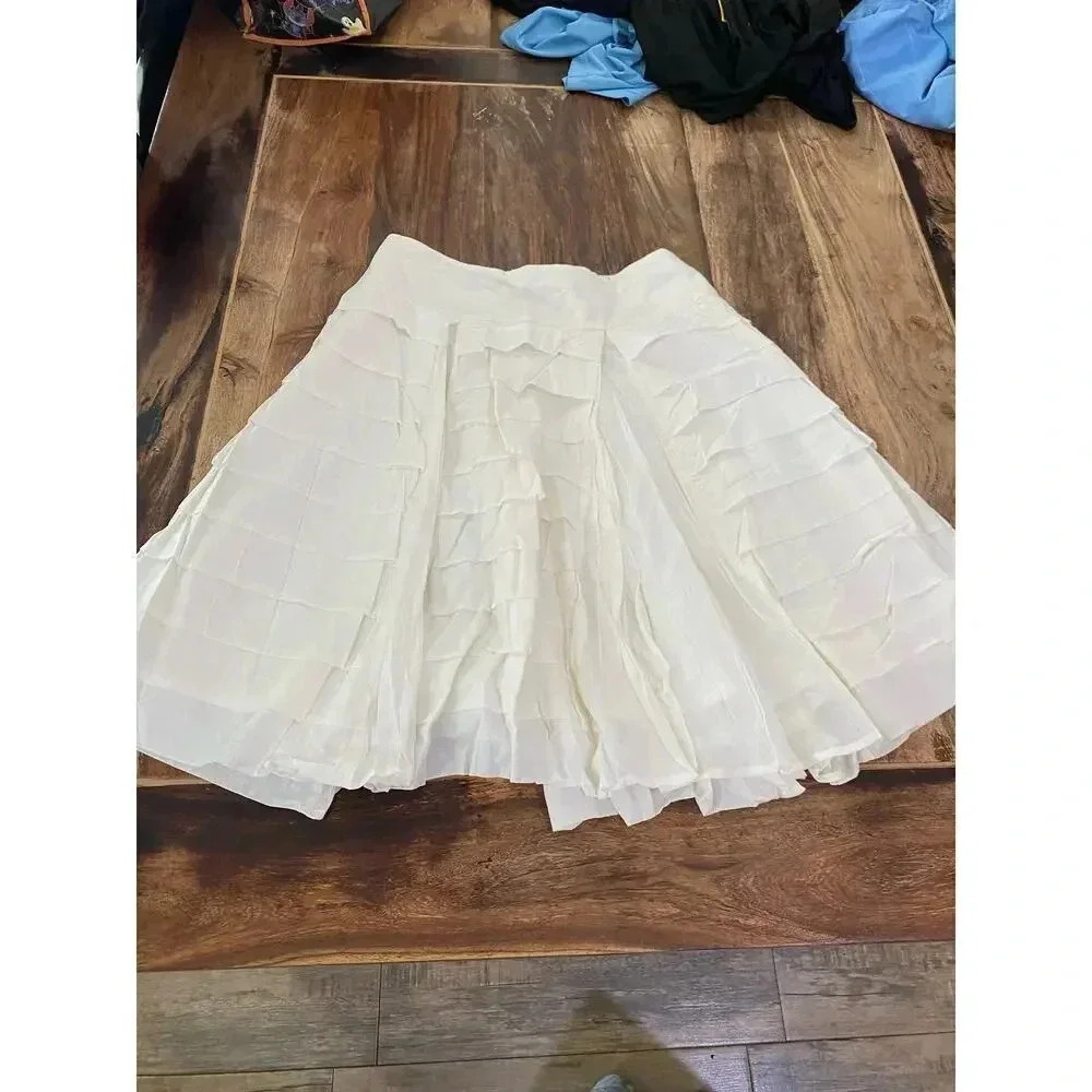 Club Monaco White Tweed Flowy A-Line Midi Skirt Size 2